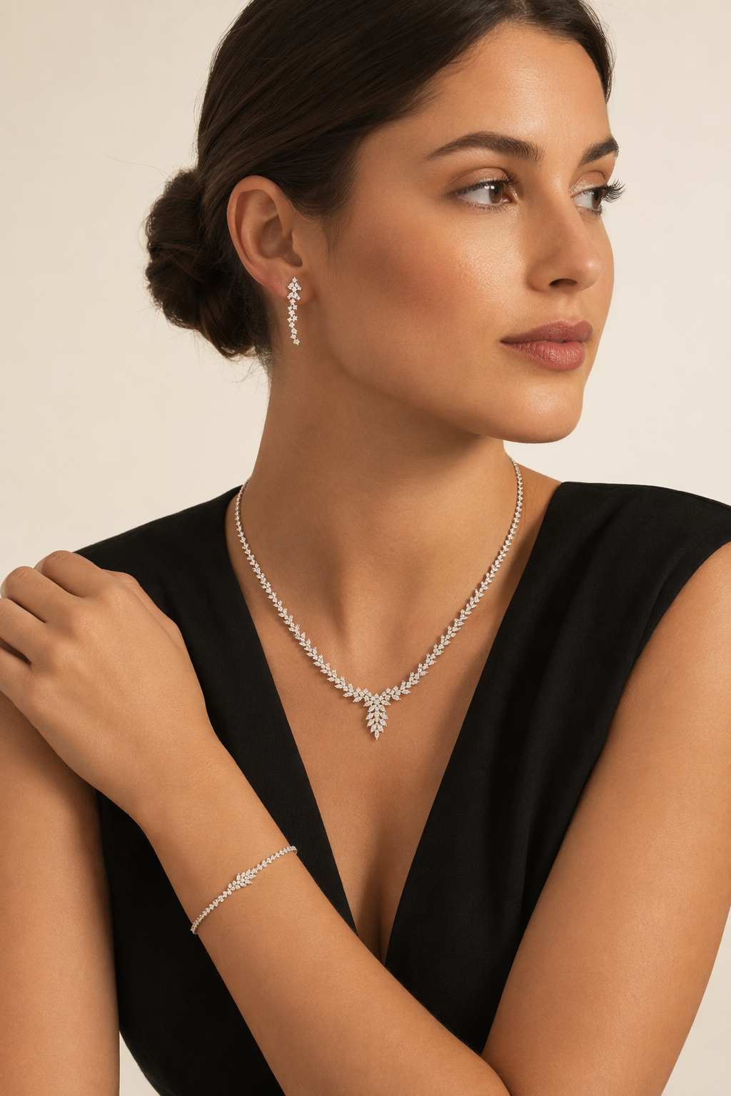 Beyaz Yaprak Işıltısı Set