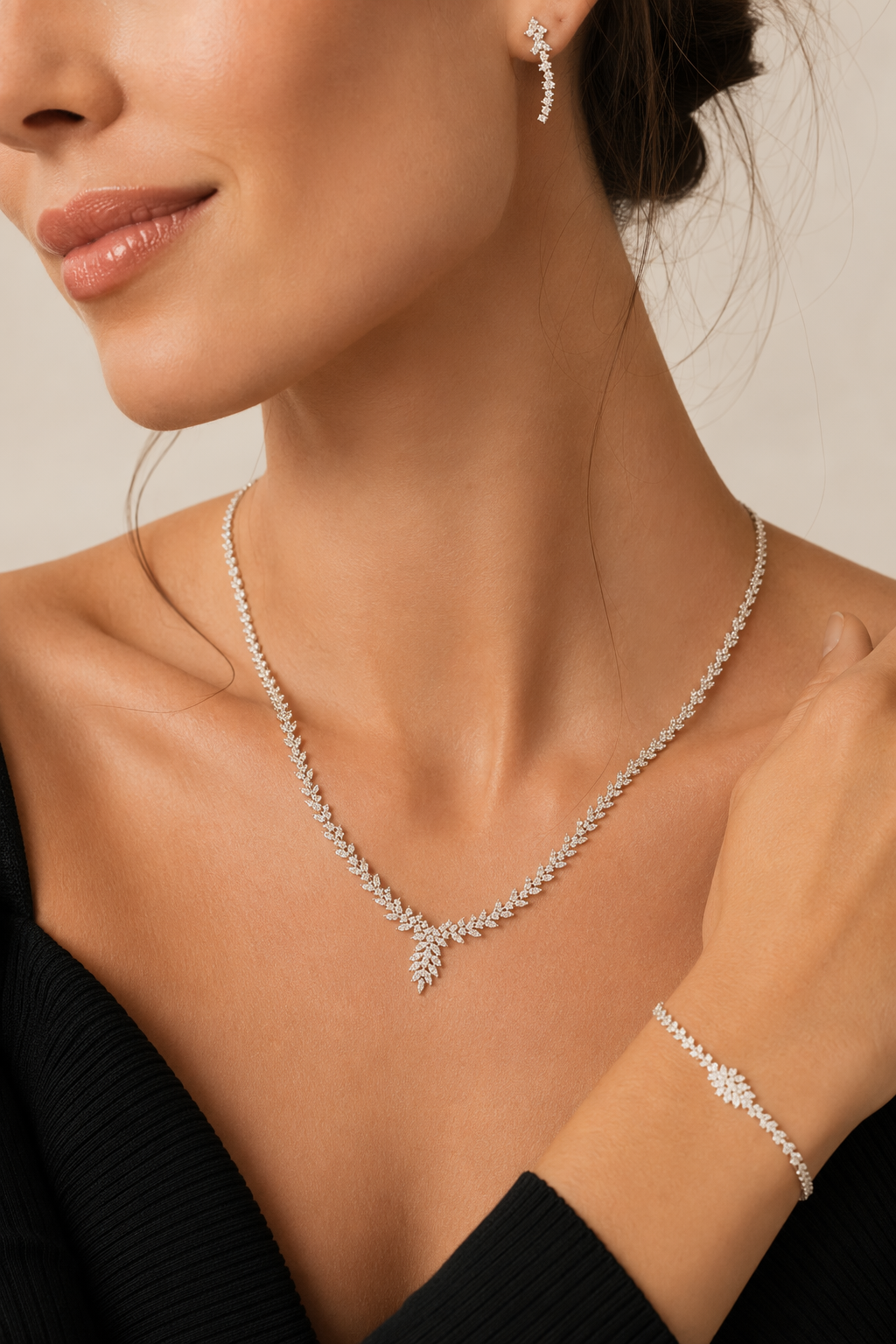 Beyaz Yaprak Işıltısı Set