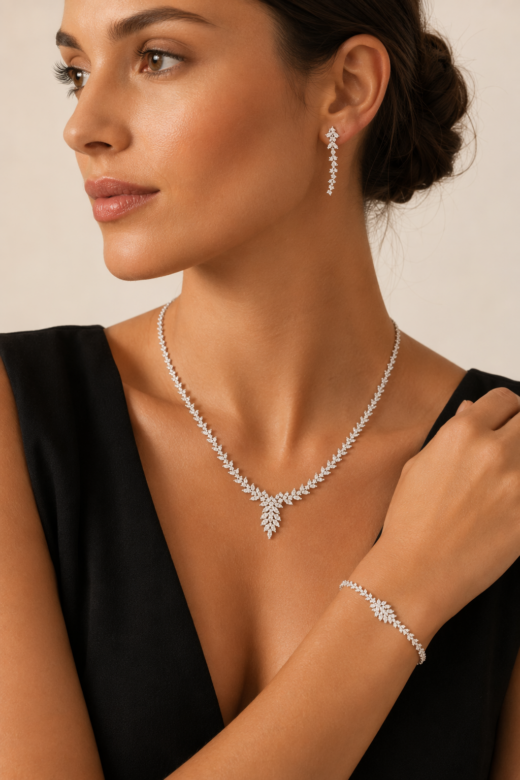 Beyaz Yaprak Işıltısı Set